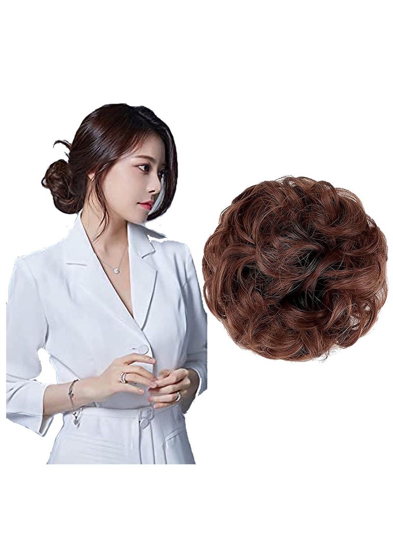 Estelle Eestelle messyBun Scrunchie with Elastic Rubber Band Ponytail Hair Extensions Updo Chignon Donut Ponytail Hairpiece Synthetic Tousled Hair for Women (33#) - Image 1