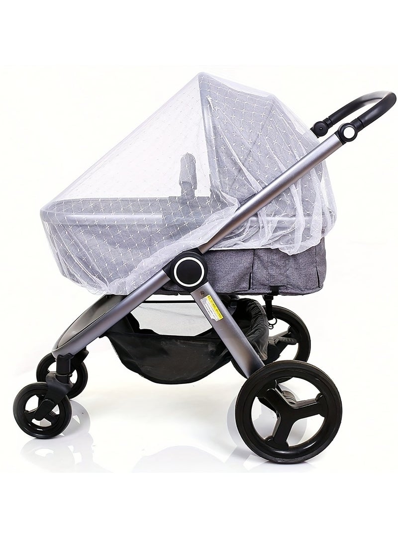 Generic 1pc Stroller Mosquito Net, Stroller Net, Portable Printed Stroller Net Cover, Perfect Anti-Insect Net for Strollers, Cradles, Mini Cribs, Cradles and Playpens (White)  - Image 2