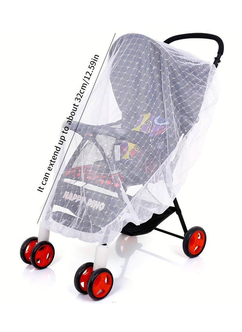 Generic 1pc Stroller Mosquito Net, Stroller Net, Portable Printed Stroller Net Cover, Perfect Anti-Insect Net for Strollers, Cradles, Mini Cribs, Cradles and Playpens (White)  - Image 3