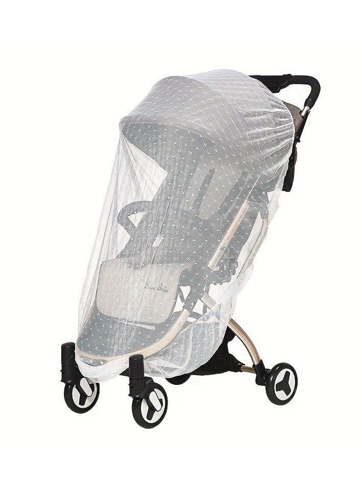 Generic 1pc Stroller Mosquito Net, Stroller Net, Portable Printed Stroller Net Cover, Perfect Anti-Insect Net for Strollers, Cradles, Mini Cribs, Cradles and Playpens (White)  - Image 4