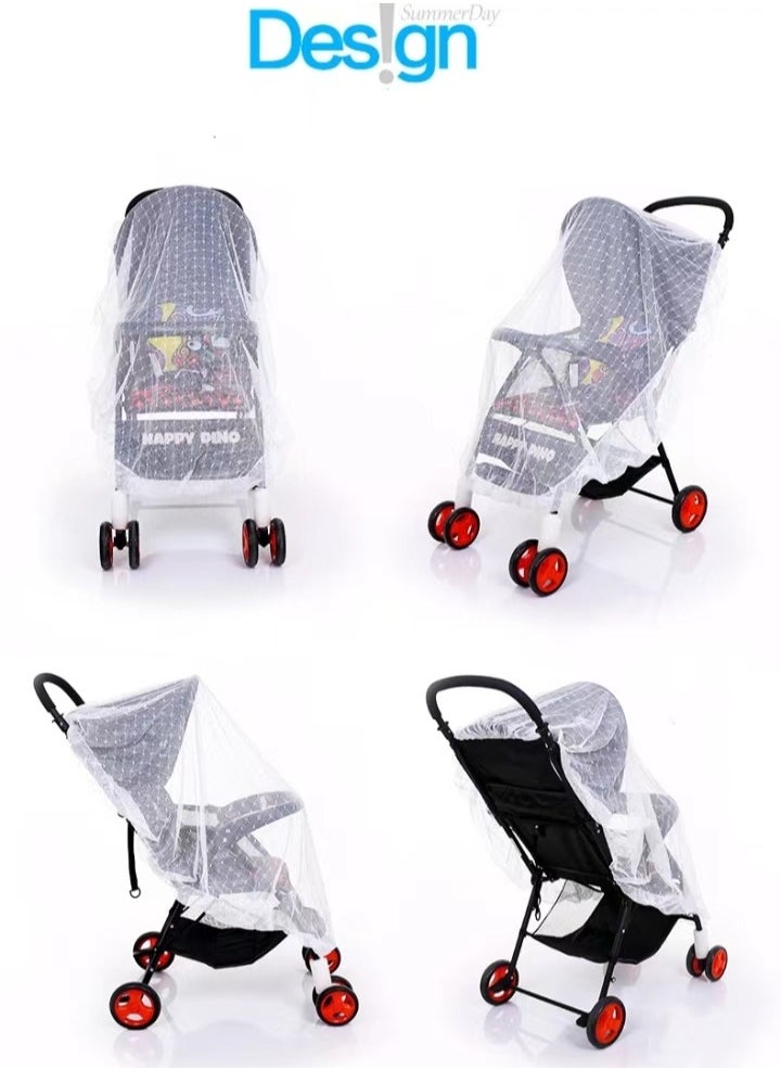 Generic - 1pc Stroller Mosquito Net, Stroller Net, Portable Printed Stroller Net Cover, Perfect Anti-Insect Net for Strollers, Cradles, Mini Cribs, Cradles and Playpens (White) - Image 1