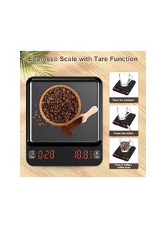 gluckluz Gluckluz Coffee Scale with Timer 3kg/0.1g High Precision Rechargeable Digital Coffee Beans Espresso Food Weighing Scale with Tare Function & LED Display for Kitchen Pour Over  - Image 5