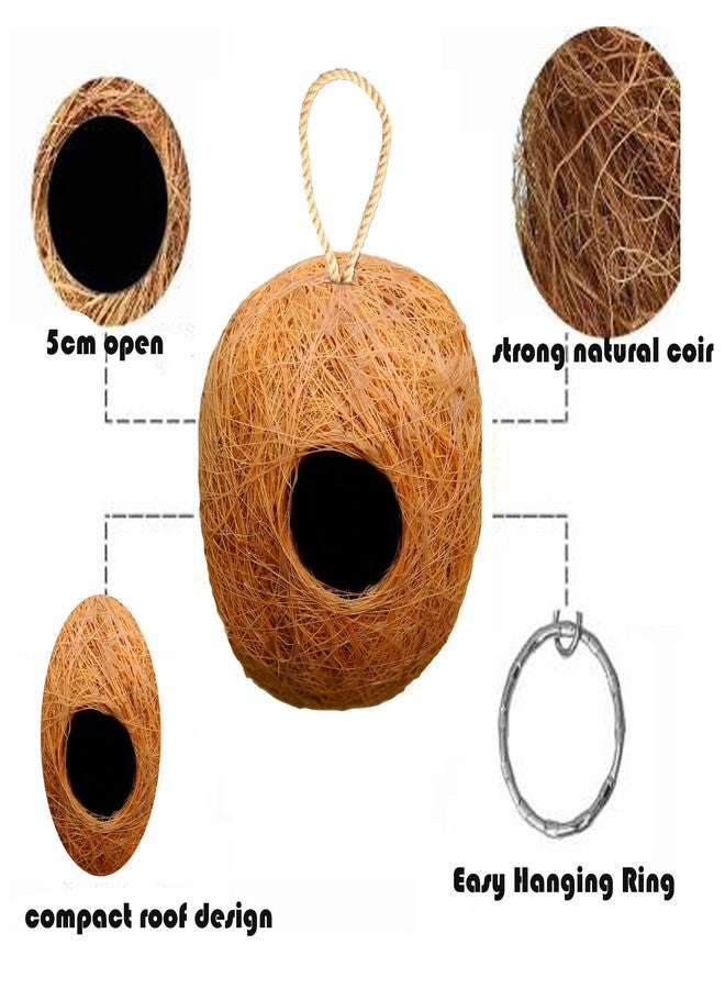 LIVEONCE Apple Bird nest Purely Handmadelove Birds/Sparrow/Small Birds,Material Type -Coir,Color -Brown, Size (H 13 cm,Diameter 15 cm), Pack of 1 - Image 2