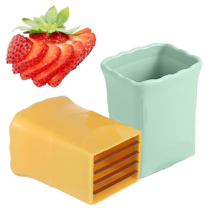 2PCS STRAWBERRY SLICER FRUIT SLICER CUP STRAWBERRIES CUTTER CUP SPEED CUTTER FOR BANANA GRAPE EGG KITCHEN PORTABLE SLICING TOOL