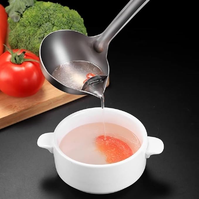 Stainless Steel Oil Separator Soup Ladle Oil Filter Spoon Cooking Spoon OilSeparated Spoon with Long Handle Hot Pot Oil Filter Spoon and Fat Separator Grease Filter Spoon for Kitchen  - Image 2