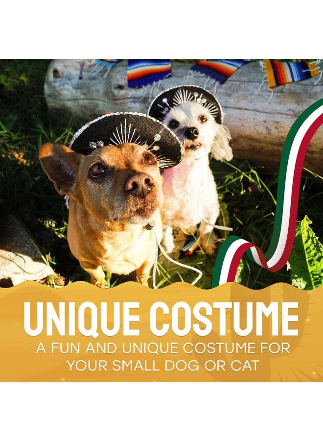 YAJUA Mini Small 6-Inch Authentic Made in Mexico Mariachi Black Hat with Silver Stitching - Mexican Charro Sombrero for Fiesta Themed Parties or Small Dog/Cat Costume - Image 2
