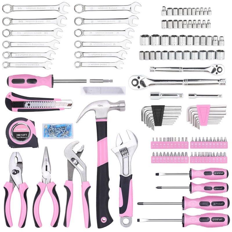 FASTPRO 225-Piece Pink Tool Set, SAE & Metric Mechanics Hand Tool Set with Toolbox, Home/Auto Repairing Tool Kit for DIY, Home Maintenance and Car Repairing - Image 4