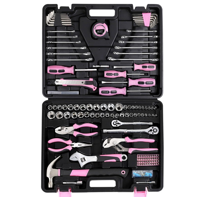 FASTPRO 225-Piece Pink Tool Set, SAE & Metric Mechanics Hand Tool Set with Toolbox, Home/Auto Repairing Tool Kit for DIY, Home Maintenance and Car Repairing - Image 1