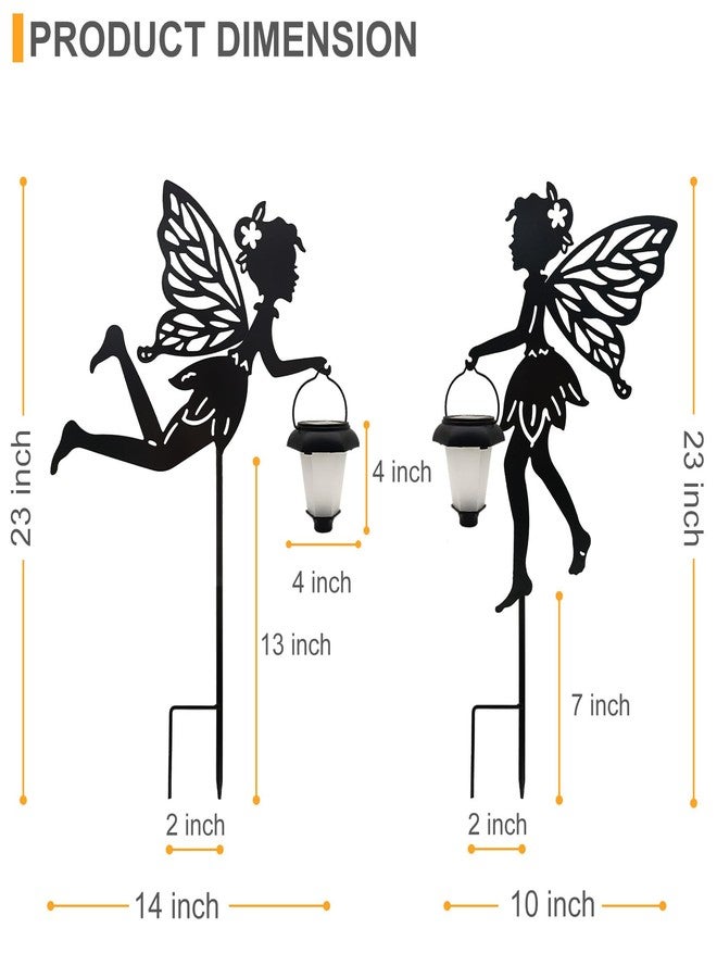 فانوس حديقة يعمل بالطاقة الشمسية على شكل جنية، عبوة من قطعتين، مصابيح معدنية على شكل ملاك جنية لتزيين الحديقة، الممرات، الفناء، والحديقة الخارجية - Image 3