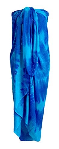 GENESIS Sarong Wrap From Bali Your Choice of Design Beach Cover Up (Tye Dye Blue) - Image 4