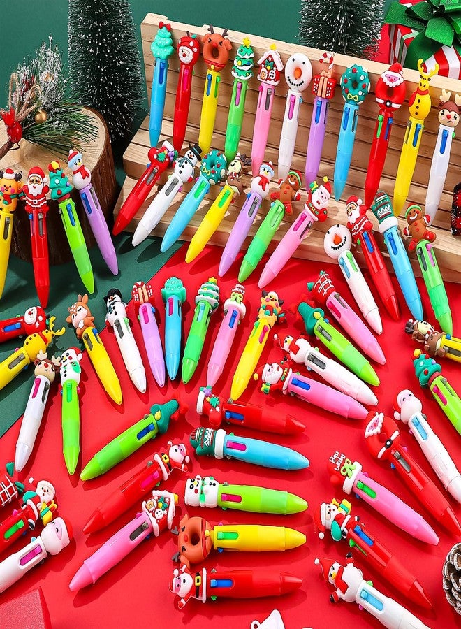 LUYI 30 Pcs Christmas Mini Multicolor Pens in One 4-in-1, Fun Cute Christmas Pens Bulk, Retractable Kawaii Cool Santa Snowman Writing Pens for Holiday Party School Supplies - Image 4