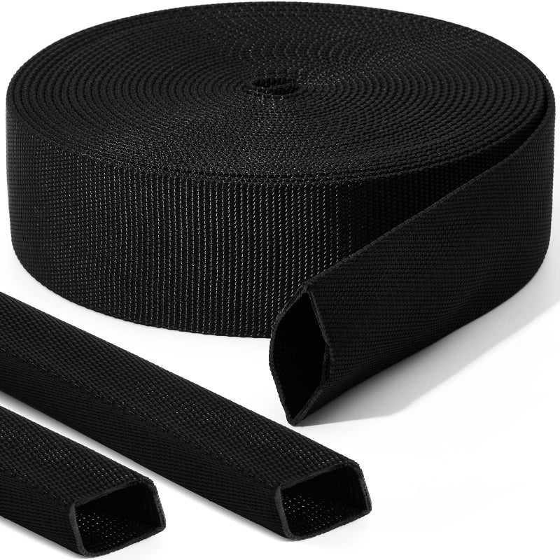 Hanaive 26 ft Nylon Hydraulic Hose Protector Sleeve Tig Torch Cable Cover Black Protective Cover Hose Sheath Hydraulic Wrap Cutting Wire Sheath Sleeve Management Wrap for Cord Tig(1.5 Inch Id) - Image 1