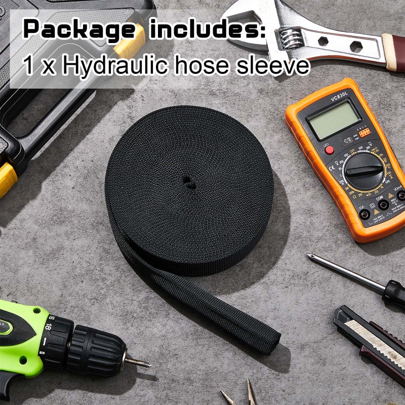 Hanaive 26 ft Nylon Hydraulic Hose Protector Sleeve Tig Torch Cable Cover Black Protective Cover Hose Sheath Hydraulic Wrap Cutting Wire Sheath Sleeve Management Wrap for Cord Tig(1.5 Inch Id) - Image 3