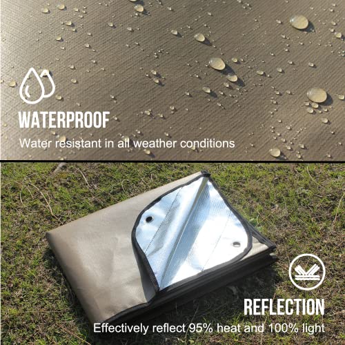 LYN Jungle Cape:LYN All-Weather Heavy Duty Solar Emergency Survival Blanket-Suntan,Reflective Space Thermal Infrared-Blocked Insulated from Mylar/Foil for Rescue,Backup,Camping,Hiking,Trap,Snow&Pet - Image 4
