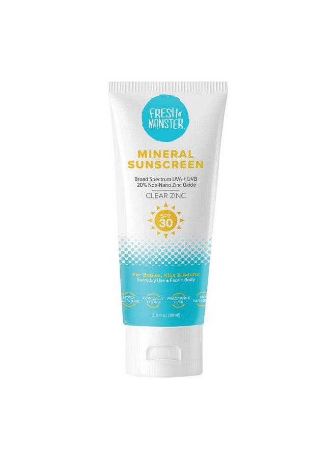 Fresh Monster واقية شمسية للأطفال من ريش مونستر يوميًا SPF 30 UVA/UVB خالية من النحاس أكسيد الزنك المعدنية واقية شمسية للوجه والجسم آمنة للشعاب المرجانية واقية شمسية غير مهيجة للأطفال - Image 1