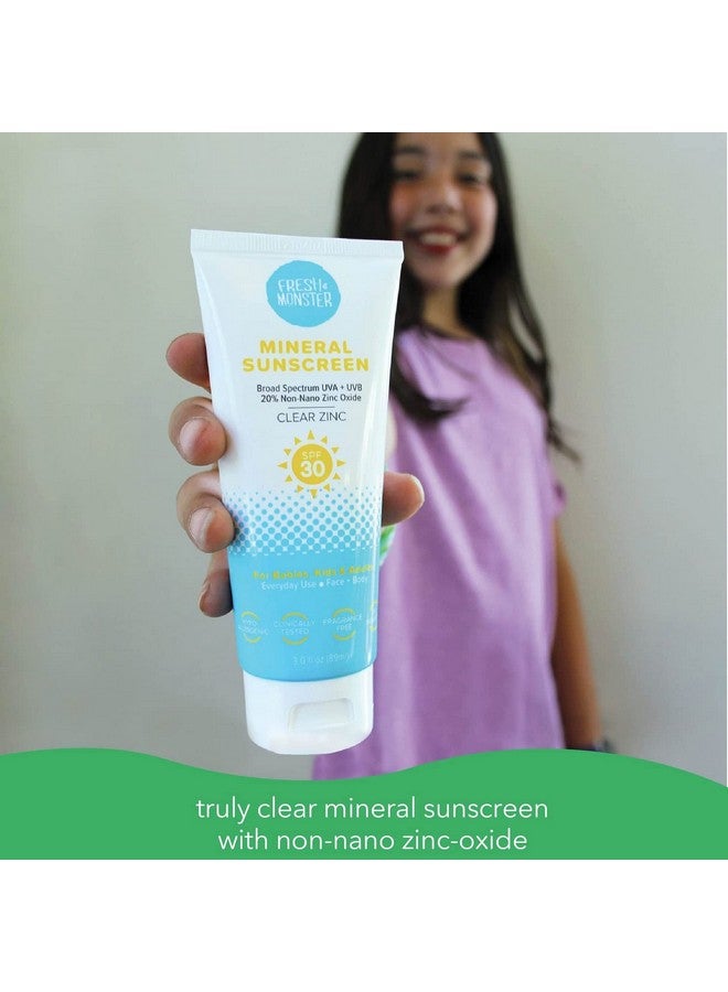 Fresh Monster واقية شمسية للأطفال من ريش مونستر يوميًا SPF 30 UVA/UVB خالية من النحاس أكسيد الزنك المعدنية واقية شمسية للوجه والجسم آمنة للشعاب المرجانية واقية شمسية غير مهيجة للأطفال - Image 4