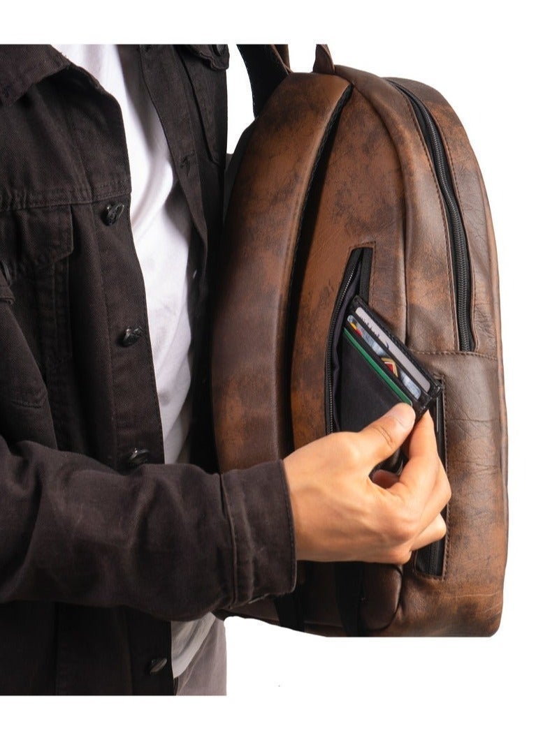 Ar supply Ar Back Slim by Arij Bags | Laptop Backpack, Slim Design, Dedicated Laptop Compartment, Outer Pockets, Work, University and Daily Use (42 × 27 × 9 cm) (Brown) - Image 5