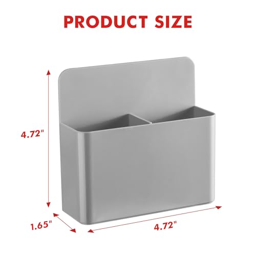 BEYGORM 2 Pack Plastic Magnetic Pen Holder for Refrigerator, Dry Erase Marker Holder for Whiteboard，Magnet School Locker Organizer Accessories, Pencil Cup, Pen Caddy, Classroom Organization(Grey) - Image 2