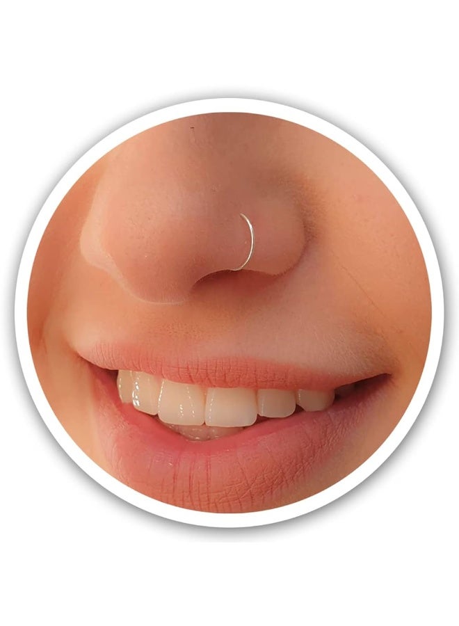 ثقب أنف مزيف من الفولاذ المقاوم للصدأ شفاف كريستالي 4 قطع فضية - Image 2