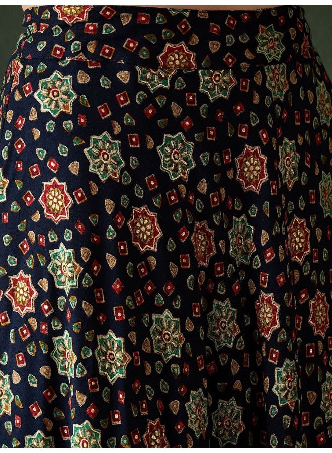 أيه كيه إس ليجنجا شولي مطبوعة بالذهب الأسود مع بلوزة بياقة هالتر - Image 3