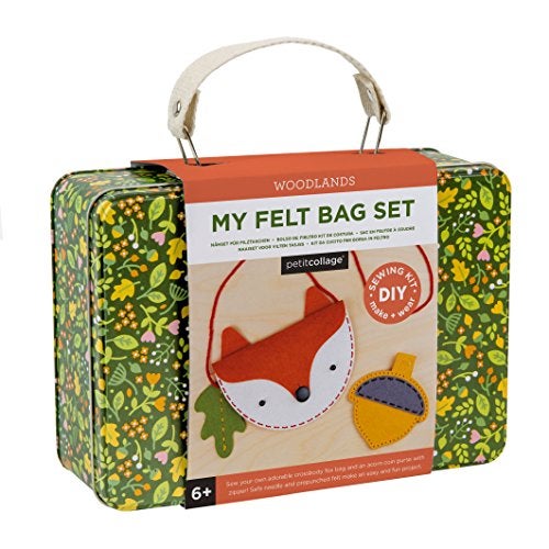 Petit Collage DIY Woodland Fox Felt Bag Crossbody Bag for Kids with Matching Acorn Zipper Purse for Kids DIY Crafts Sewing Kit Makes a Great Gift Idea for Ages 6 - Image 1