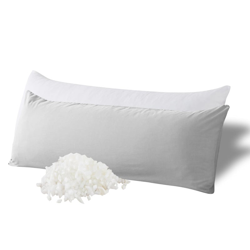 WhatsBedding Memory Foam Body Pillow with Breathable Zippered Cotton Cover Full Body Pillow for Adults Long Pillow for Sleeping Firm Pillow Breathable Fluffy Supportive Light Gray