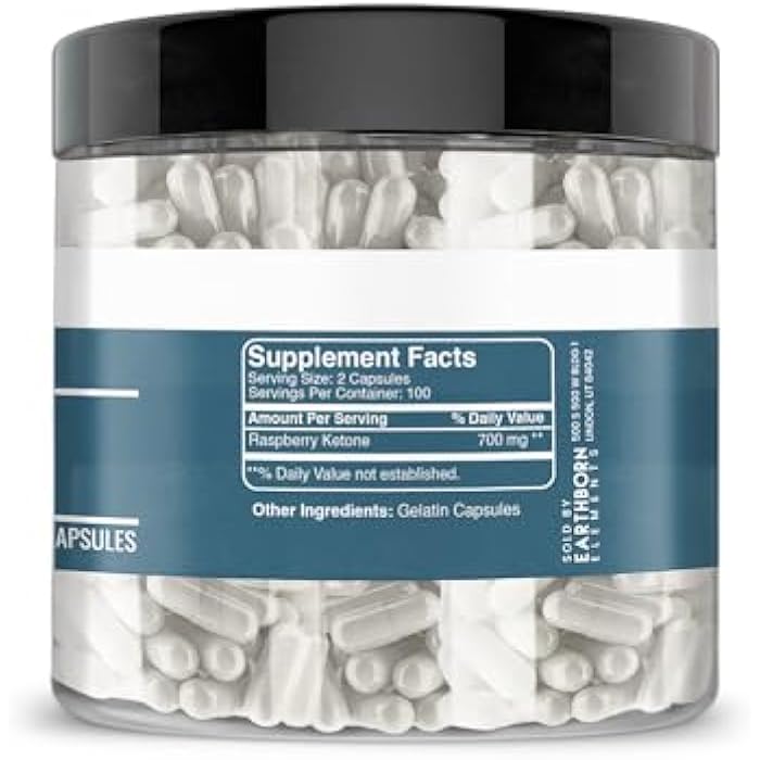 Earthborn Elements Raspberry Ketones 200 Capsules, Pure & Undiluted, No Additives - Image 2