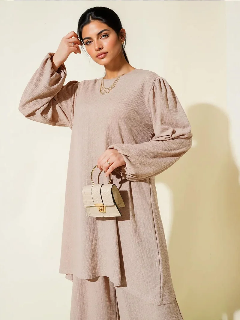 بيغ دارت BDART Textured Long Sleeve Tunic and Wide Leg Pants Set