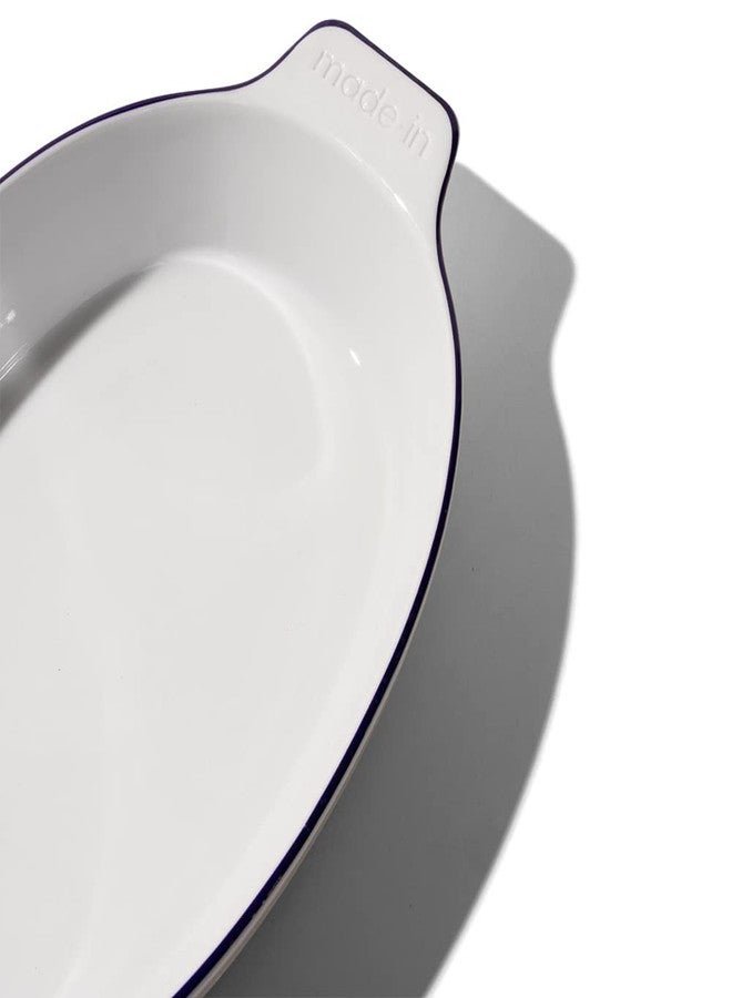 Madein Made In Cookware | Oval Baking Dish | Navy Rim | Handcrafted Porcelain | Professional Bakeware | Crafted in France - Image 2