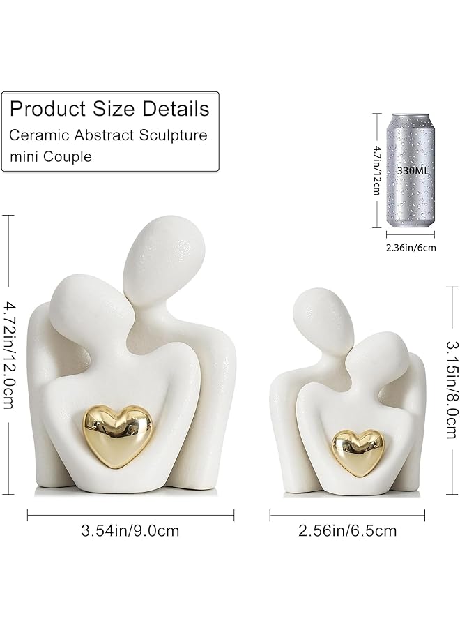 إيروريكس تمثال صغير للزوجين، حامل تلفاز، عناصر ديكور لغرفة المعيشة، ديكور غرفة النوم، منحوتات للأزواج، تحف صغيرة للأرفف، عيد الحب، الذكرى السنوية، عيد الميلاد، قطع عرض للديكور المنزلي، 4.72 بوصة، أبيض - Image 2