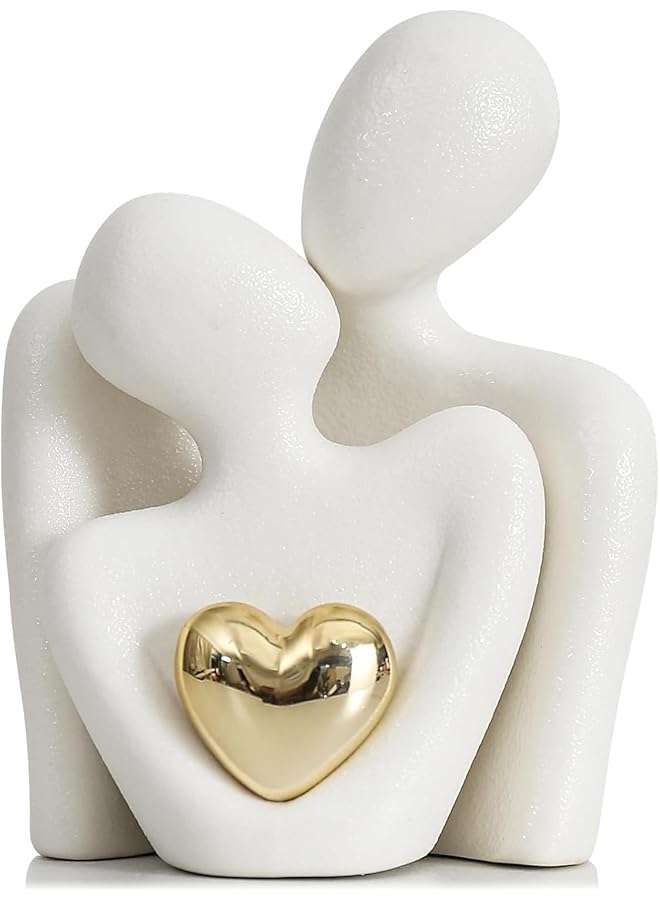 إيروريكس تمثال صغير للزوجين، حامل تلفاز، عناصر ديكور لغرفة المعيشة، ديكور غرفة النوم، منحوتات للأزواج، تحف صغيرة للأرفف، عيد الحب، الذكرى السنوية، عيد الميلاد، قطع عرض للديكور المنزلي، 4.72 بوصة، أبيض - Image 1