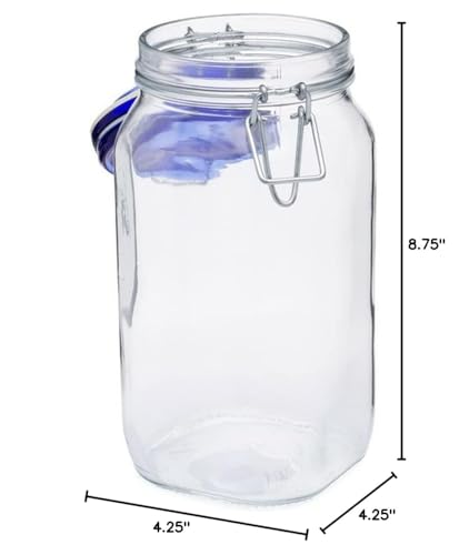 Bormioli Rocco Fido Square Jaw with Blue Lid, 50-3/4-Ounce - Image 2