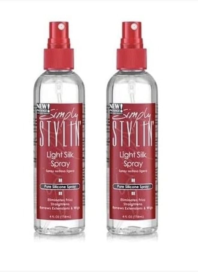 Simply STYLIN - Light Silk Spray - Pure Silicone Hair Protection from Heat and Humidity - Natural Serum Product for Long and Shiny - 4 oz (Pack of 2) - Image 1