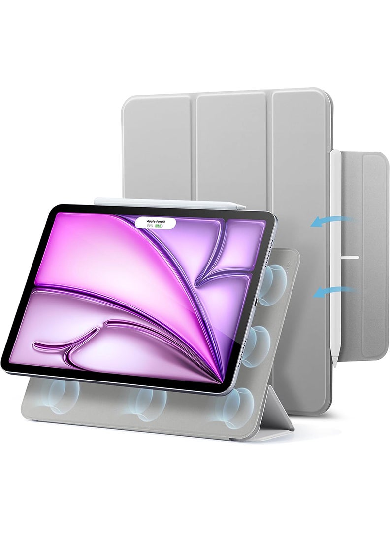 Theodor Slim Magnetic Case for iPad Air 13 Inch (M4 2026 / M3 2025 / M2 2024) – Trifold Stand iPad Air 13 Cover with Pencil Holder, Auto Sleep/Wake, Durable Protective Case – Grey