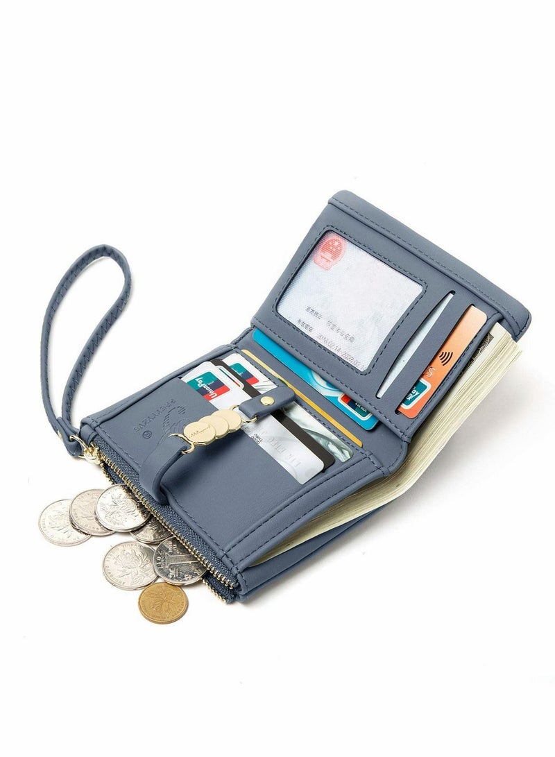 KASTWAVE Small Wallet for Women Rfid Bifold Wristlet,Ladies Wallets for Card Coin, Change Purse with Wrist Strap - Image 2