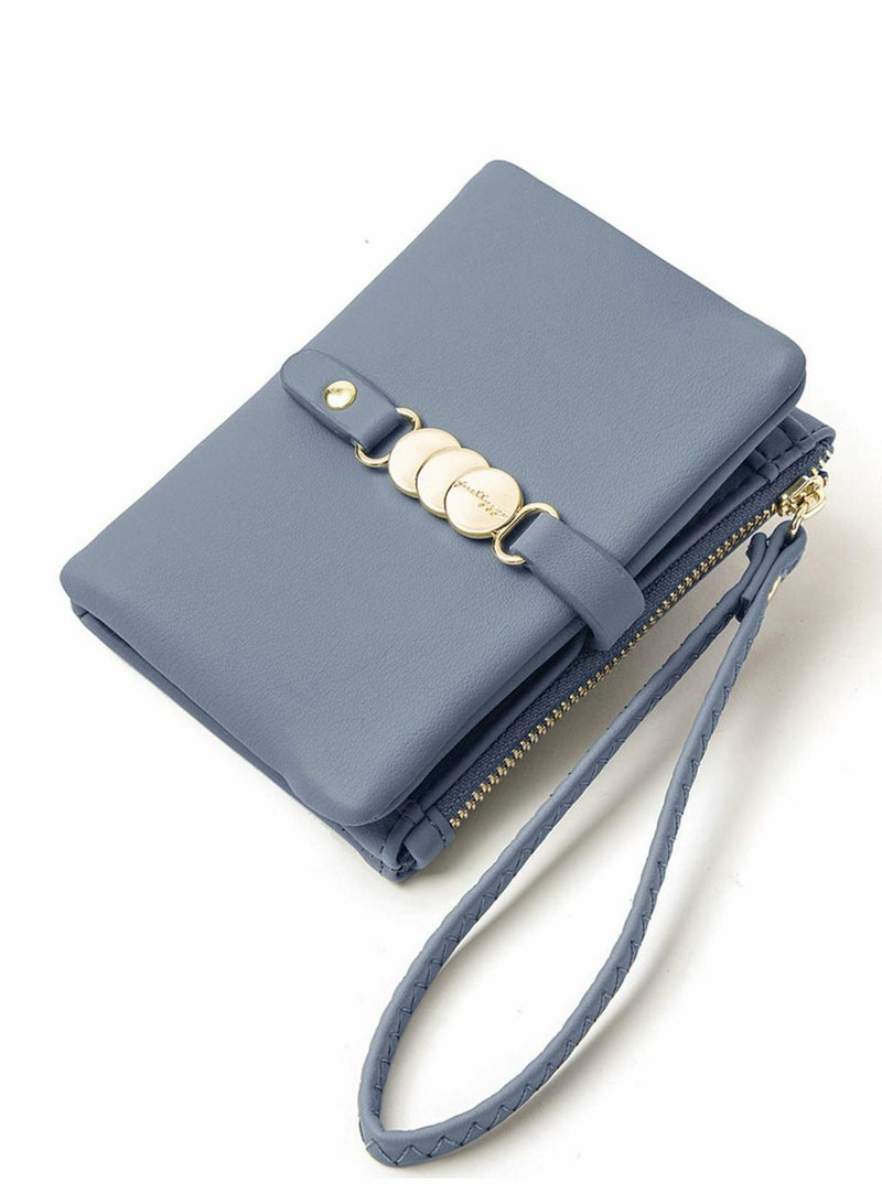 KASTWAVE Small Wallet for Women Rfid Bifold Wristlet,Ladies Wallets for Card Coin, Change Purse with Wrist Strap - Image 1