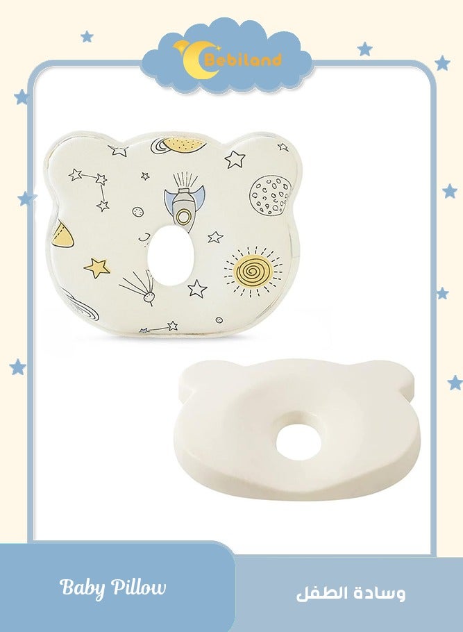 بيبي لاند وسادة أطفال ناعمة ومريحة ، تمنع النوم المسطح وتأخذ شكل رأس الرضع، مثالية للنوم ودعم الرأس لحديثي الولادة والرضع من عمر 0-36 شهر (سبيس)، رغوة الذاكرة - Image 1