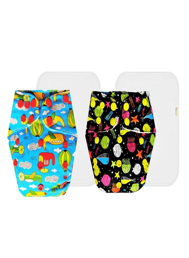 Dumbledo Premium Cloth Diaper with Cotton Insert (Pack of 2) | Snug Fit | 6-Layer Absorbent Pad | Travel Friendly | Ideal for Toddlers | 3 Months - 3 Years | Unisex Baby - Image 1