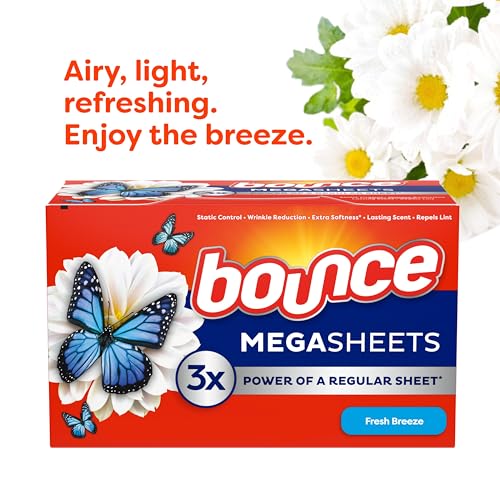 Bounce Mega Dryer Sheets, Fresh Breeze, 130 Count, Mega Fabric Softener Sheets with Static Control, Wrinkle Reduction, Extra Softness, Lasting Scent, Repels Lint - Image 5