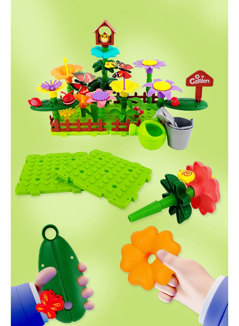 Athletiq مجموعة كتل بناء حديقة الزهور DIY، نشاط تعليمي لمرحلة ما قبل المدرسة، هدايا حديقة STEM رائعة للبنات والأولاد (191 قطعة) - Image 5