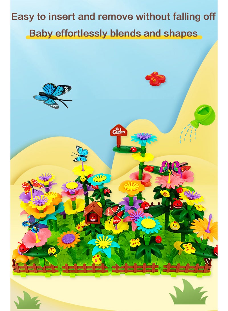 Athletiq مجموعة كتل بناء حديقة الزهور DIY، نشاط تعليمي لمرحلة ما قبل المدرسة، هدايا حديقة STEM رائعة للبنات والأولاد (191 قطعة) - Image 2