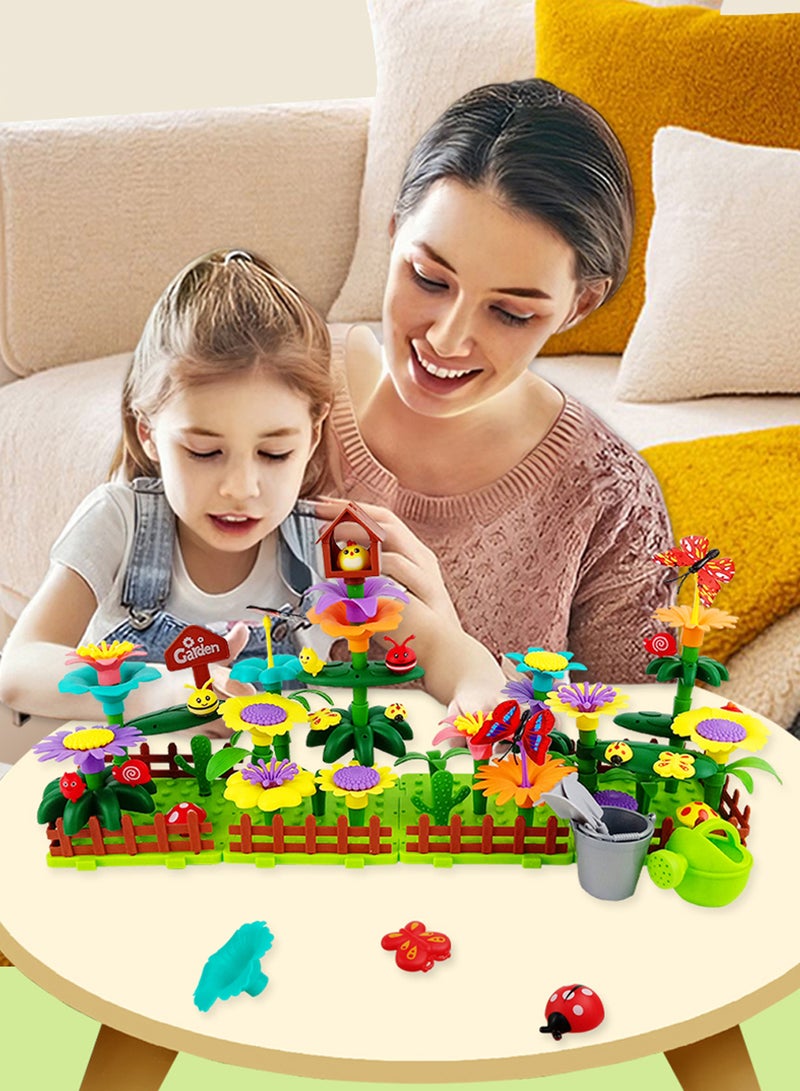 Athletiq مجموعة كتل بناء حديقة الزهور DIY، نشاط تعليمي لمرحلة ما قبل المدرسة، هدايا حديقة STEM رائعة للبنات والأولاد (191 قطعة) - Image 3