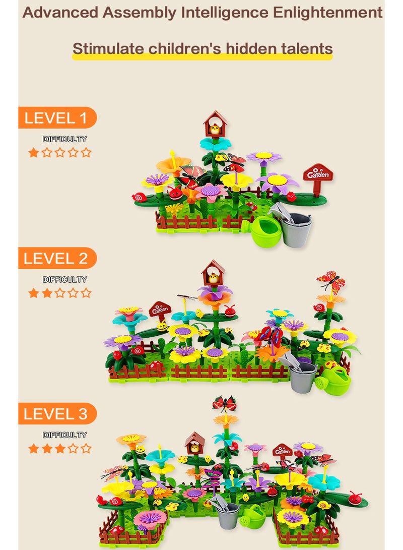 Athletiq مجموعة كتل بناء حديقة الزهور DIY، نشاط تعليمي لمرحلة ما قبل المدرسة، هدايا حديقة STEM رائعة للبنات والأولاد (191 قطعة) - Image 4