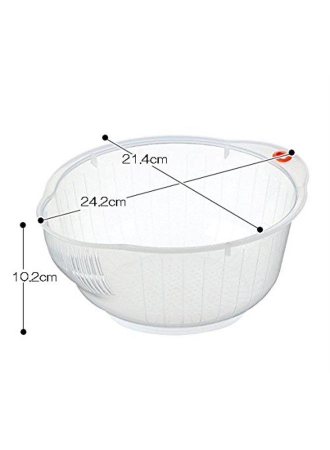 Inomata Plastic Japanese Rice Washing Bowl with Strainer, 2 quart - Image 2