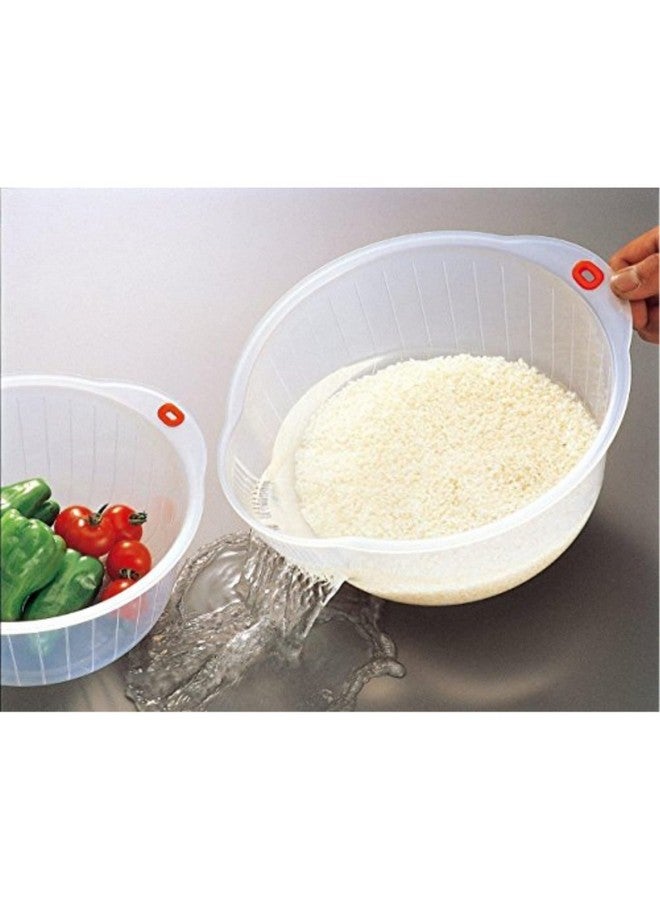 Inomata Plastic Japanese Rice Washing Bowl with Strainer, 2 quart - Image 3
