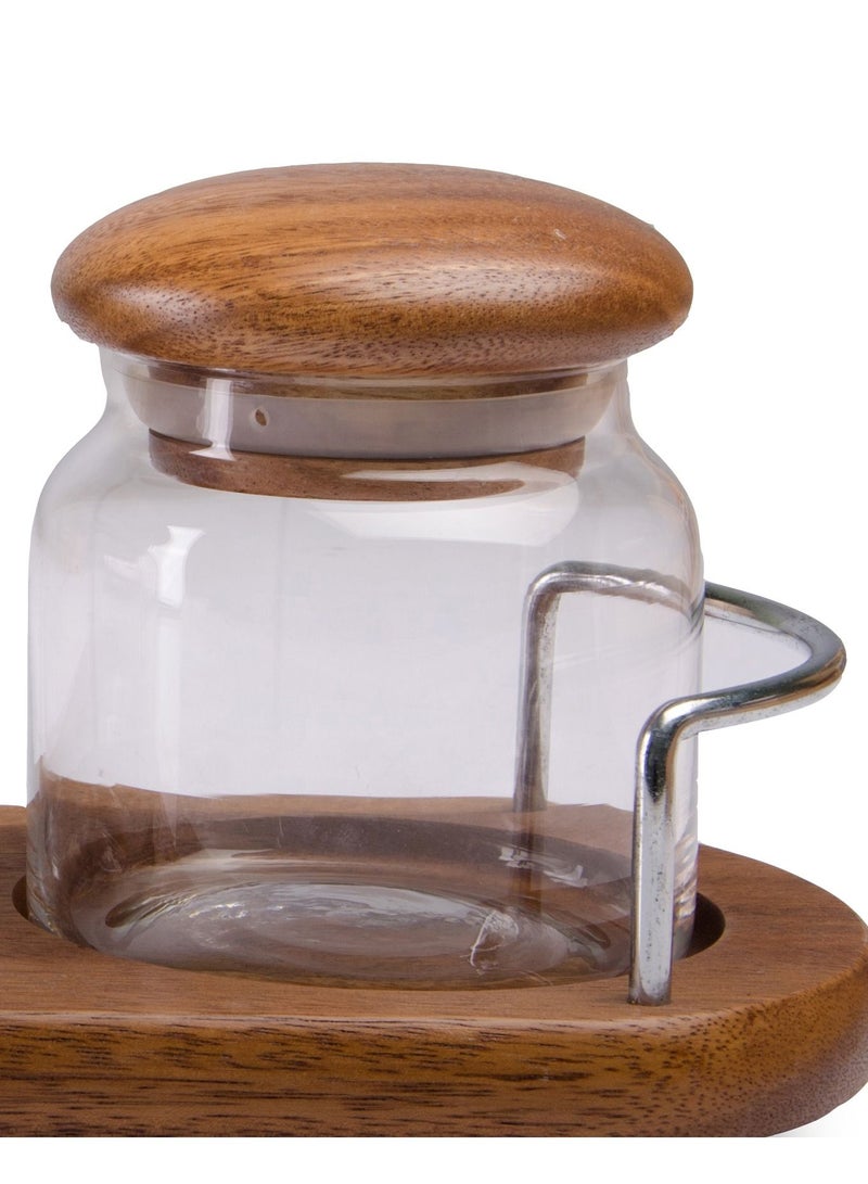 BILLI 3-Piece Wooden Canister Set Brown/Clear Standard - Image 4
