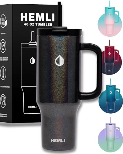 40 Oz Tumbler with Handle and Straw Insulated Tumbler with Leakproof 2in1 Lid and Straw Reusable and Portable Water and Coffee Stainless Steel Travel Mug Vacuum Insulated