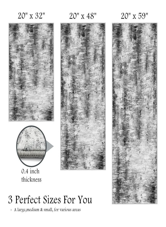 Tritard 100% Non Slip Kitchen Rugs Sets of 3 Washable Kitchen Mats for Floor Abstract Kitchen Runner Rug Soft Thick Floor Mat Set Kitchen Carpet Rugs for Hallway, Laundry, Entryway, Office, Grey - Image 3
