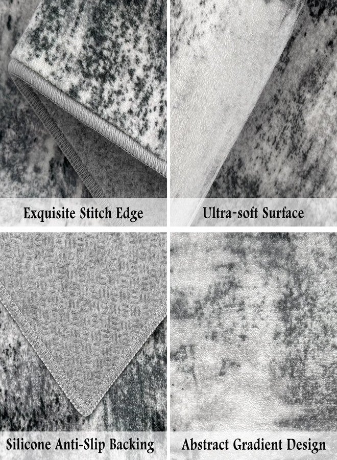 Tritard 100% Non Slip Kitchen Rugs Sets of 3 Washable Kitchen Mats for Floor Abstract Kitchen Runner Rug Soft Thick Floor Mat Set Kitchen Carpet Rugs for Hallway, Laundry, Entryway, Office, Grey - Image 4