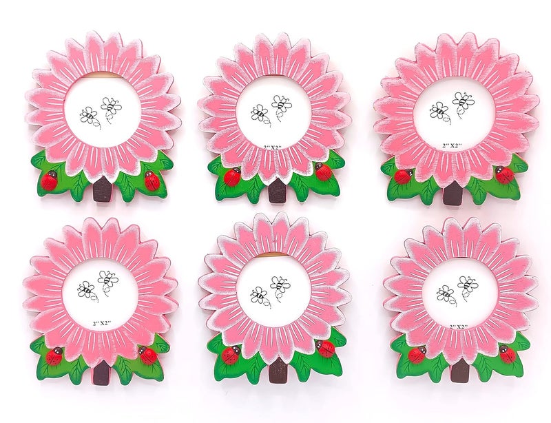 GOLD LEAF SunFlower Design Cute Photo Fame 6pcs Blue And 6Pcs Pink Color Cute frame For Kids Gril And Boy Bithday Decoration Frame, Return Gifts For birthday For Kids Party(set Of 12pcs) - Image 3
